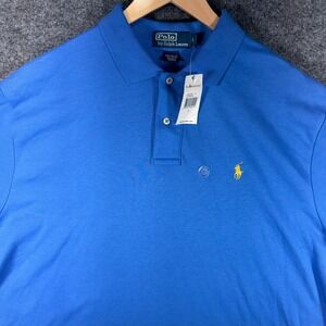 Polo Ralph Lauren Classic Polo Shirt Mens Large Blue Yellow Pony Vintage 90s NOS